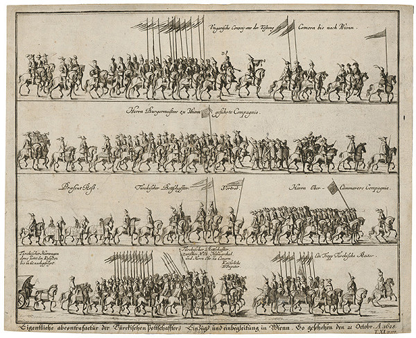 Neznámy grafik – Príchod osmanského vyslanca do Viedne v roku 1628