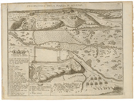 Neznámy grafik – Pohľad a pôdorys pevnosti v Leviciach - dvojobraz 