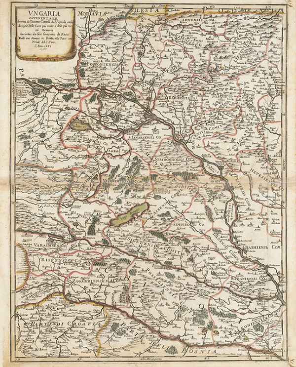 Giovanni Giacomo de Rossi – Mapa Uhorska (ľavá, západná časť)
