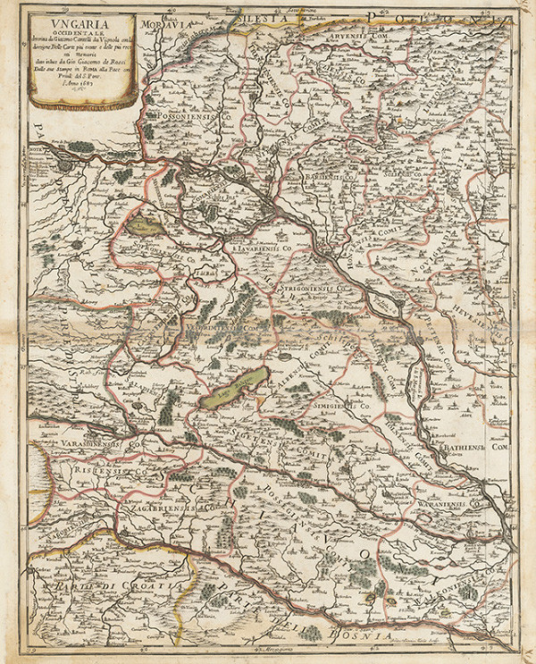 Giovanni Giacomo de Rossi – Mapa Uhorska (ľavá, západná časť) 