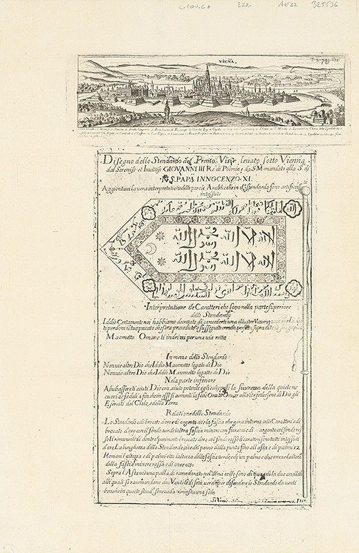 Neznámy grafik – Pohľad na Viedeň a ukoristenú osmanskú zástavu - dvojobraz 