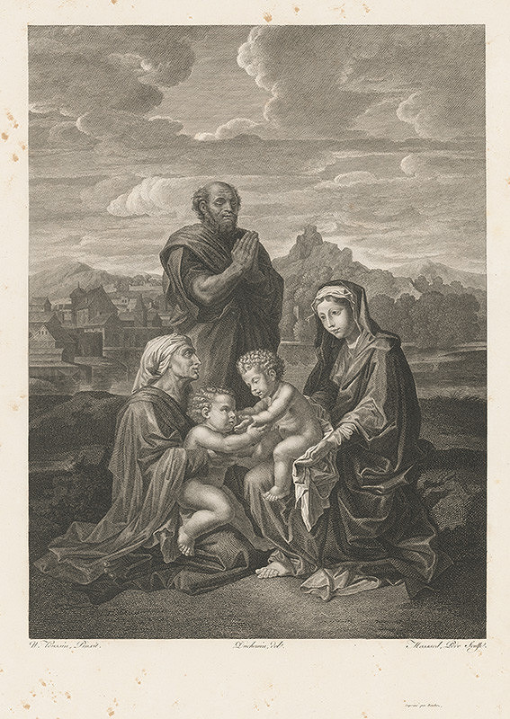 René Duchemin, Nicolas Poussin, Jean-Baptiste-Raphaël-Urbain Massard – Svätá rodina so svätou Alžbetou a malým Jánom Krstiteľom