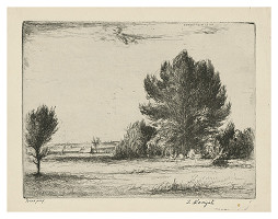 Gyula Komjáti – Krajina so skupinou stromov 