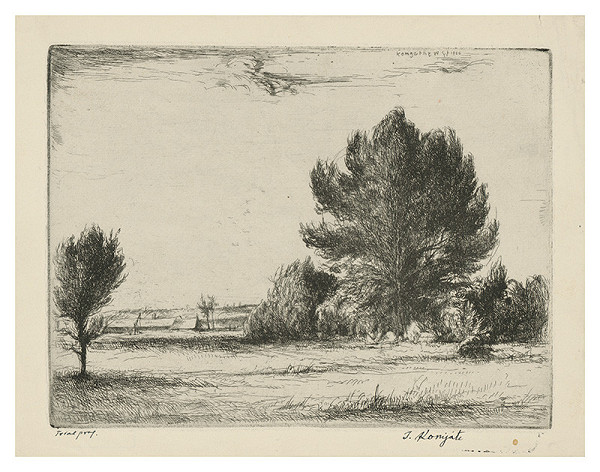 Gyula Komjáti – Krajina so skupinou stromov 