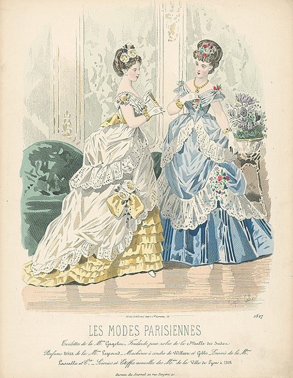 Francois Claudius Compte-Calix, A. Carrache – List z módneho časopisu Les Modes Parisiennes. Návrhy večerných úborov Mon. Gagelina