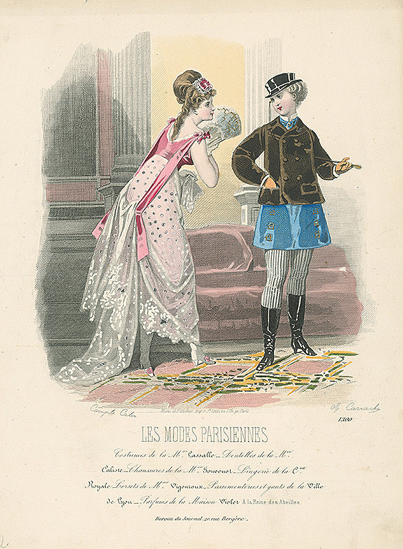 Francois Claudius Compte-Calix, A. Carrache – List z módneho časopisu Les Modes Parisiennes. Návrhy kostýmov Mon.Lassalla
