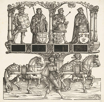 Hans Burgkmair st. – Arkáda s postavami kráľov,Triumfálny pochod cisára Maximiliána 