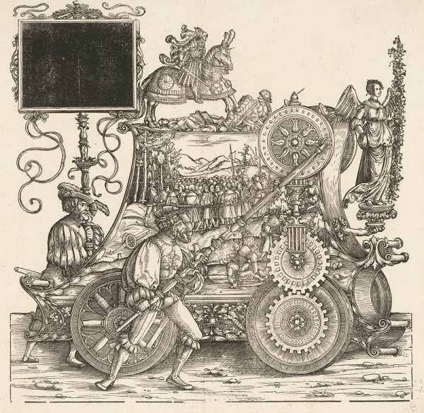 Hans Burgkmair st. – Voz s alegóriou vojny,Triumfálny pochod cisára Maximiliána 