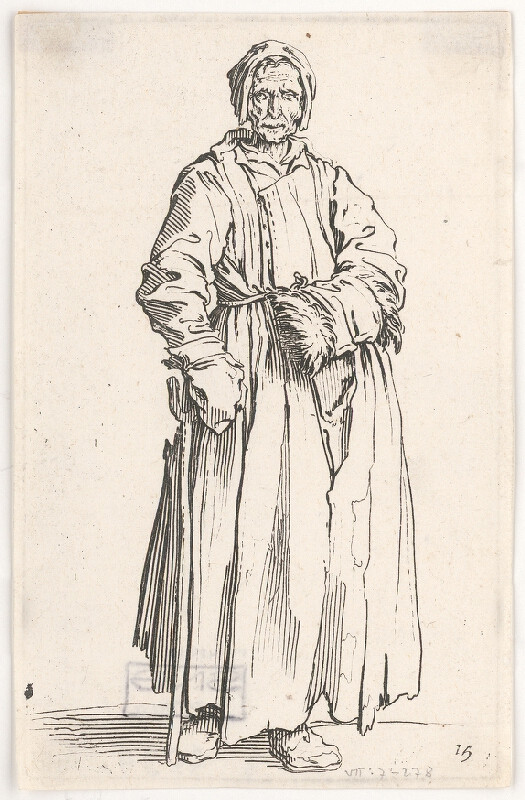 Jacques Callot – Starena s oviazanou rukou a rukávnikom 