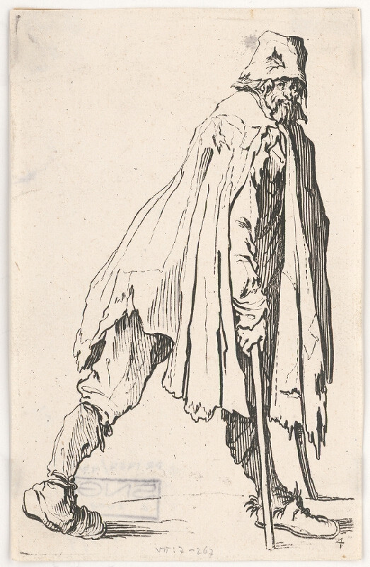 Jacques Callot – Kráčajúci muž o paliciach 