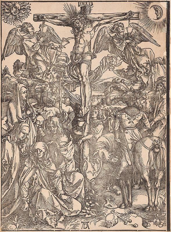 Albrecht Dürer – Ukrižovanie z Veľkých pašijí. Kristus na kríži