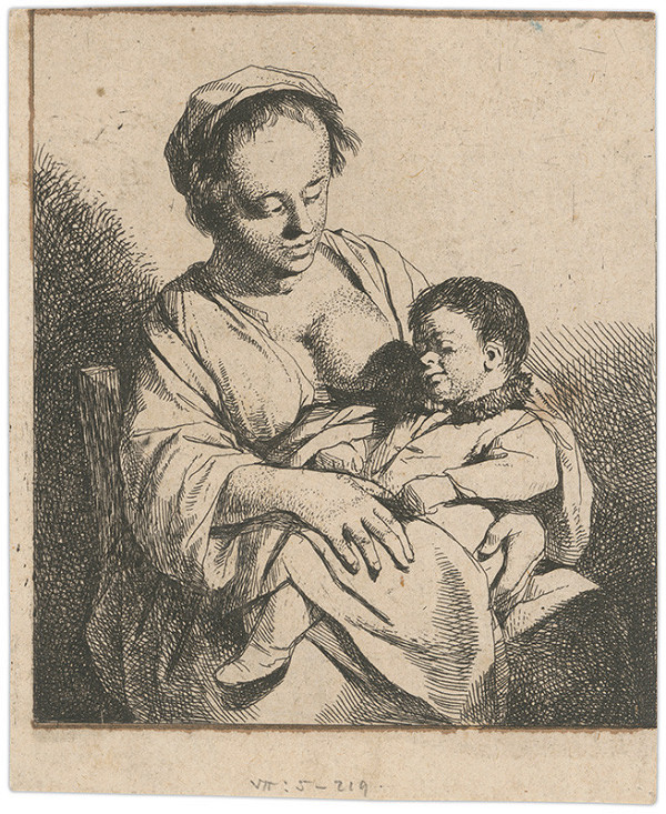 Holandský grafik zo 17. storočia – Žena s deckom
