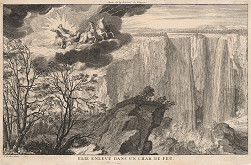 Sebastien Le Clerc st. – Eliáš v ohnivom voze nad Niagarským vodopádom 