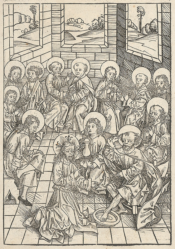 Nemecký grafik z 2. polovice 15. storočia – Kristus omýva nohy apoštolom 