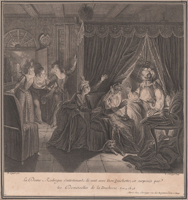 Pierre Louis Surugue, Charles-Antoine Coypel – Kňažná Rodrique pri loži Dona Quijota