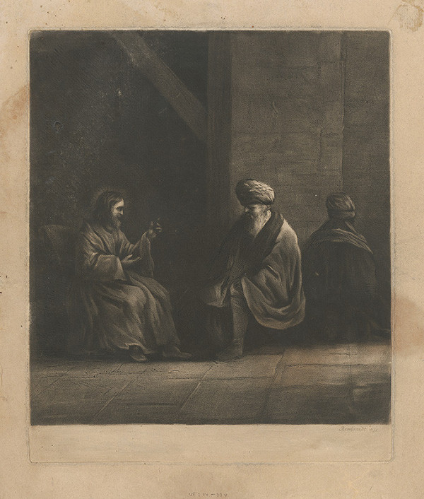 Západoeurópsky grafik z polovice 17. storočia – Kristus a farizej