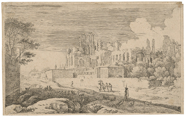 Nemecký grafik zo 17. storočia – Krajina so zrúcaninou