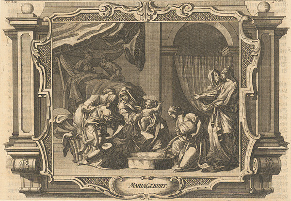 Nemecký grafik z 18. storočia – Narodenie Márie