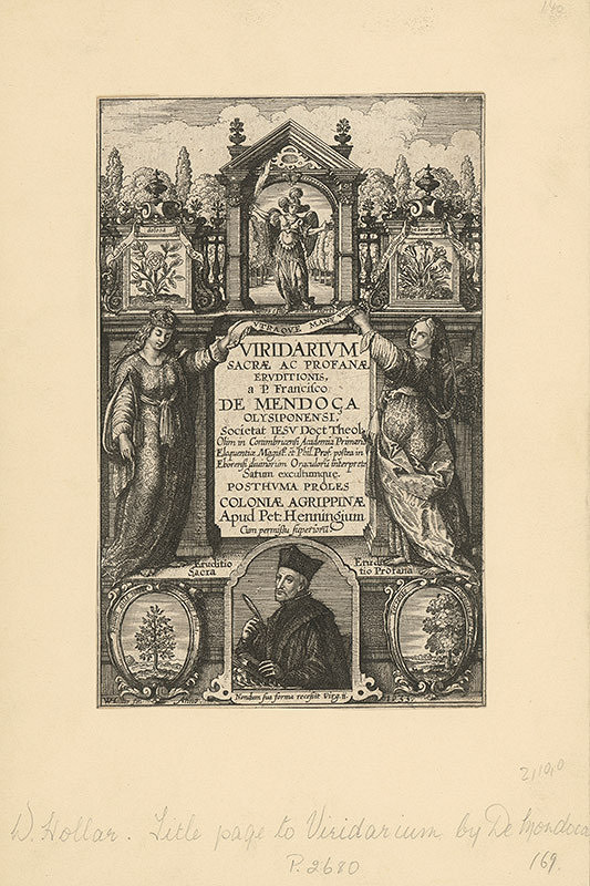 Václav Hollar – Titulný list pre Viridiarium jezuitu Francisça de Mendocu