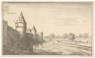 Václav Hollar – Pohľad na krajinu s hradbami v Dürene 