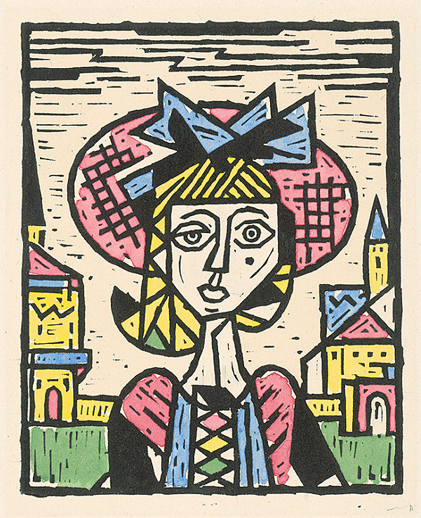 Ľudovít Fulla – Obálka k románu K.Fullovej Dievča bez otca, 1961 