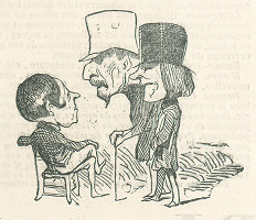 Francúzsky karikaturista z 19. storočia – Traja debatujúci 