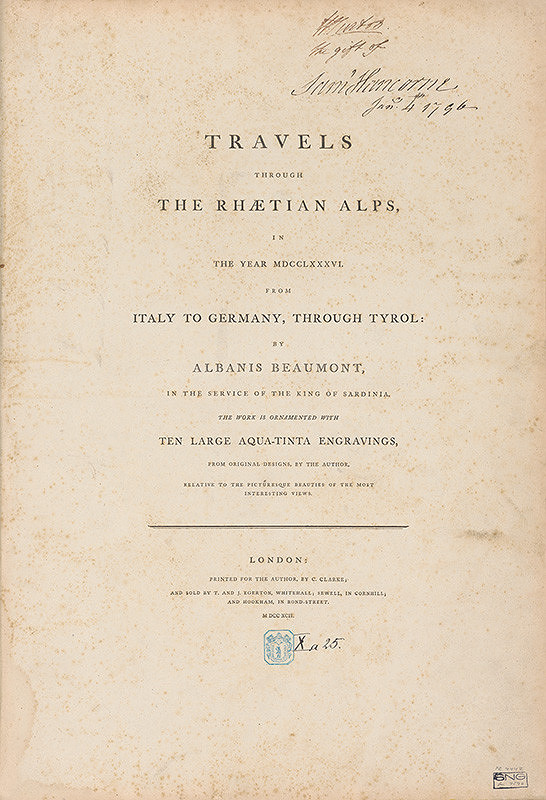 Jean-François Albanis de Beaumont, Hendrik Meijer – TRAVELS THROUGH THE RHAETIAN ALPS, IN THE YEAR MDCCLXXXVI. FROM ITALY TO GERMANY, THROUGH TYROL 