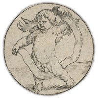 Lucas van Leyden – Putto so svitkom 