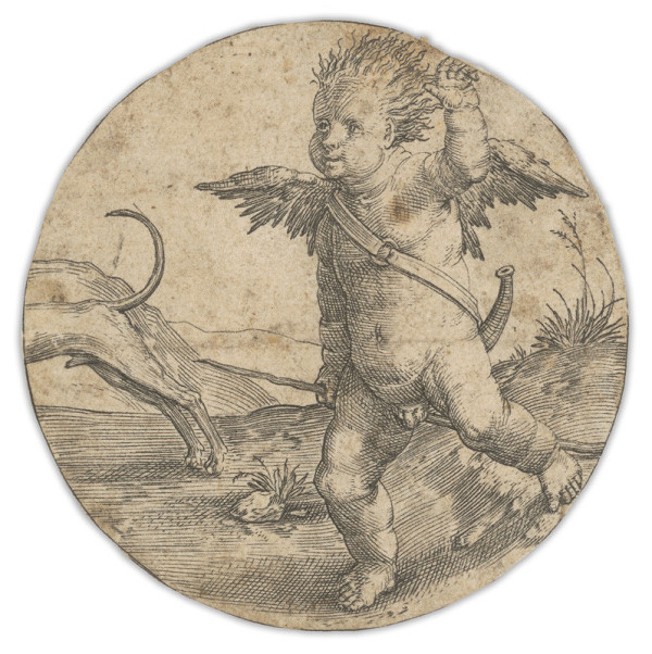 Lucas van Leyden – Putto s loveckými atribútmi 