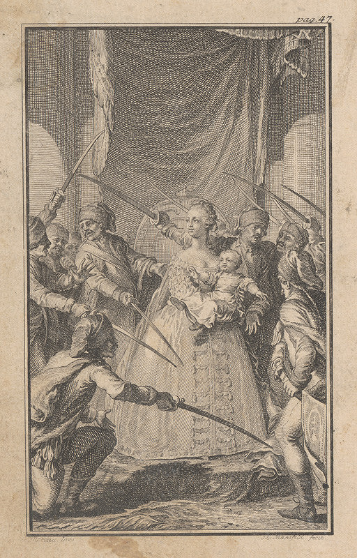 Johann Ernst Mansfeld, Charles Moreau – Mária Terézia s malým Jozefom pred uhorskými stavmi