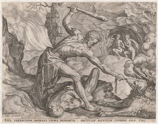 Frans Floris st., Cornelis Cort – Herkules víťazí nad Kerberským psom (3)