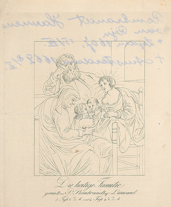 Stredoeurópsky grafik z 19. storočia, Rembrandt van Rijn – Sv. rodina podľa Rembrandta 