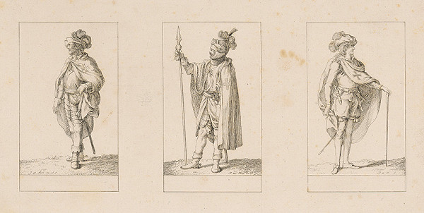Johann Wilhelm Meil – Tri krojové štúdie šľachticov 