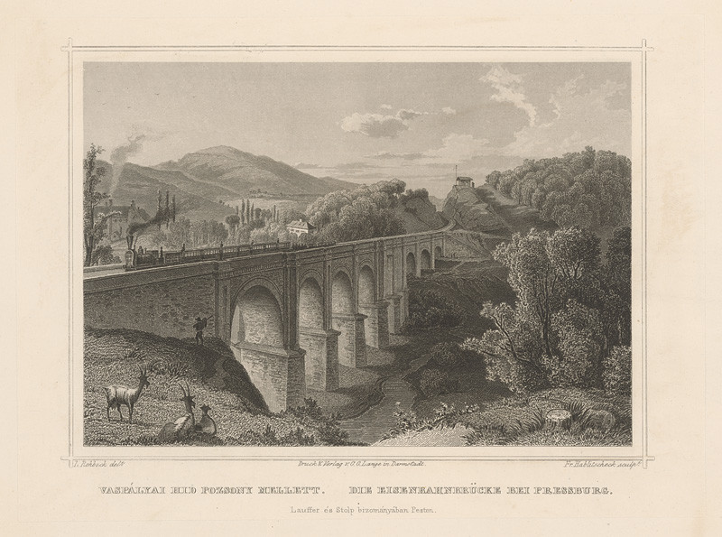 Franz Hablitschek, Ludwig Rohbock – Červený most v Bratislave, 1857 