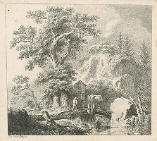 Johann Josef Schindler – Zátišie s riečkou a štafážou 