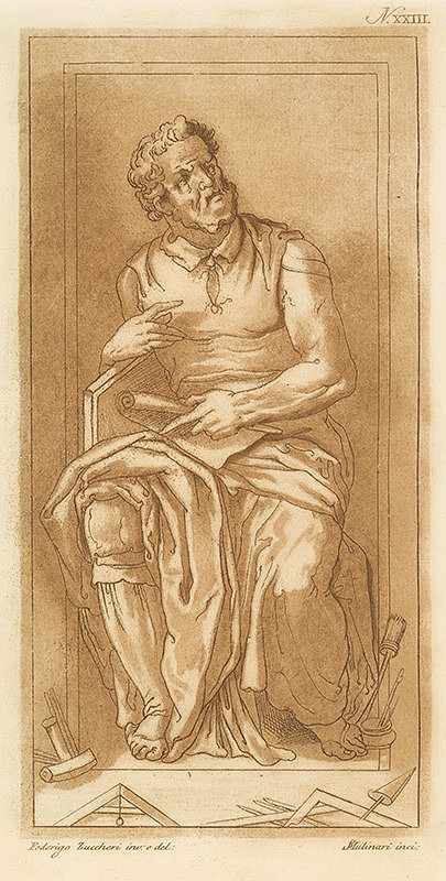 Stefano Mulinari, Federico Zuccarro – Michelangelo zobrazený v polohe autorovej sochy Mojžiša