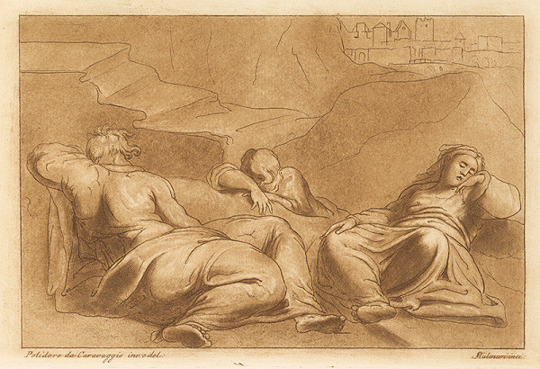 Stefano Mulinari, Polidoro da Caravaggio – Spiaci apoštoli - detail zo scény na Olivovej hore