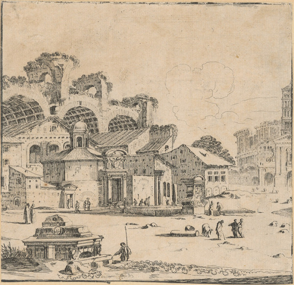 Stefano della Bella – Starorímske zrúcaniny Maxentiovej baziliky 