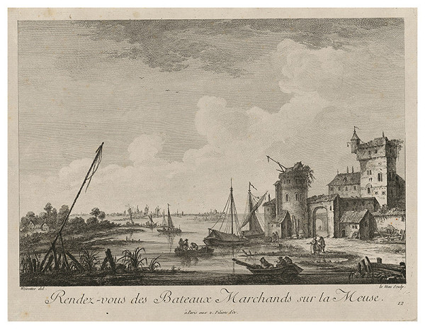 Jean Jacques André Le Veau, Franz Edmund Weirotter – Rendez-vous des Bateaux Marchands sur la Meuse 12 