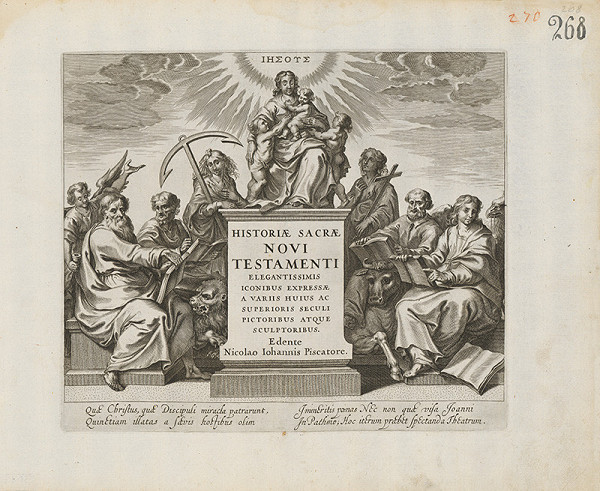 Claes Jansz. Visscher, Maarten de Vos st. – Titulný list Historiae Sacre Novi Testamenti