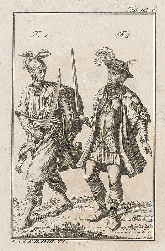 Západoeurópsky autor z 18. storočia – Dvojica rozlične ozbrojených rytierov 