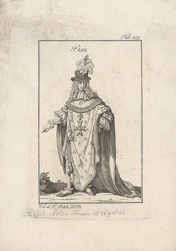 Západoeurópsky autor z 18. storočia – Šlachtic s dvoma maltézskymi krížmi a plamienkom 