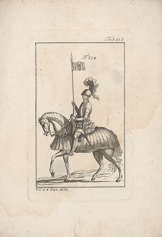 Západoeurópsky autor z 18. storočia – Rytier na koni s odznakom hada a hviezdy 