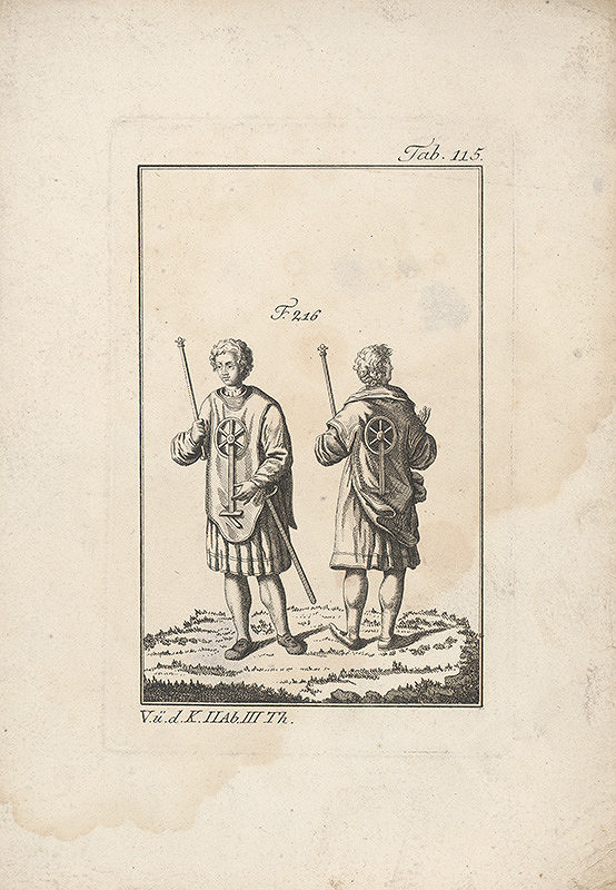 Západoeurópsky autor z 18. storočia – Dvojica mladíkov s kolesom na ornáte