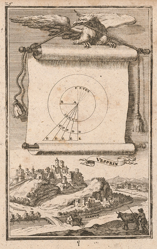 Justus van den Nypoort – Geometrická figúra a pohľad na hrad Veszprém