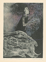 Viera Gergeľová – Litografia na tému A.S.Puškina 1.E.A. 