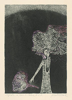 Viera Gergeľová – Litografia na tému A.S.Puškina 3.E.A. 