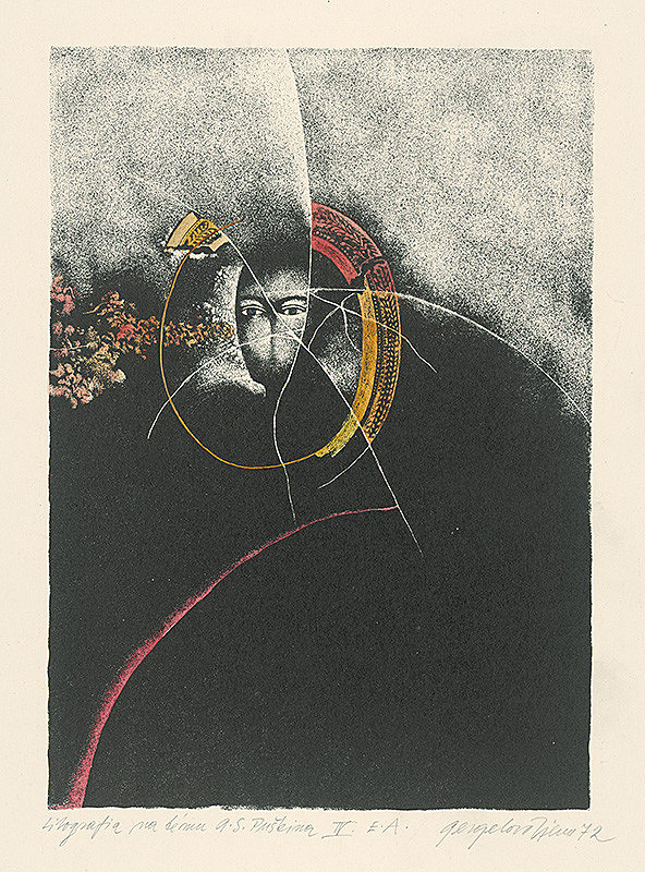 Viera Gergeľová – Litografia na tému A.S.Puškina 4. 