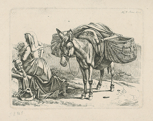 Taliansky monogramista A.K. z 1. polovice 19. storočia – Family on the Road