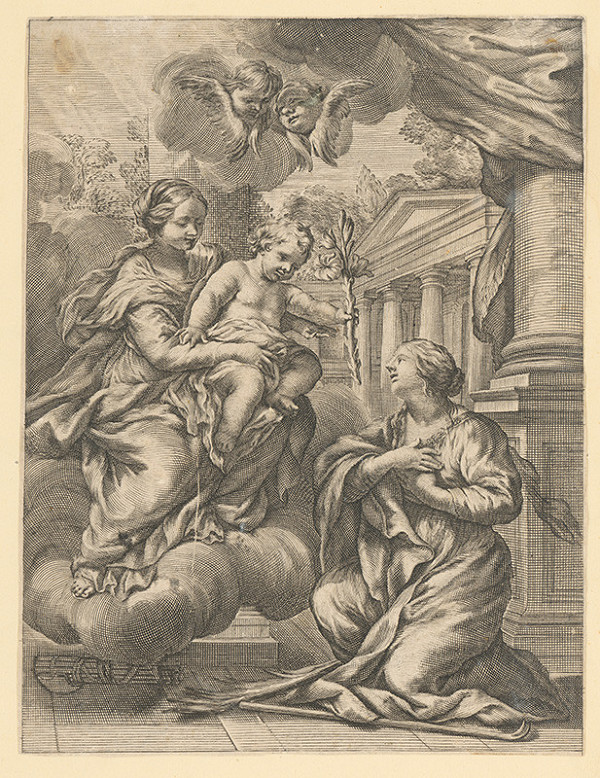 Stredoeurópsky grafik z 18. storočia – Adorácia Madony